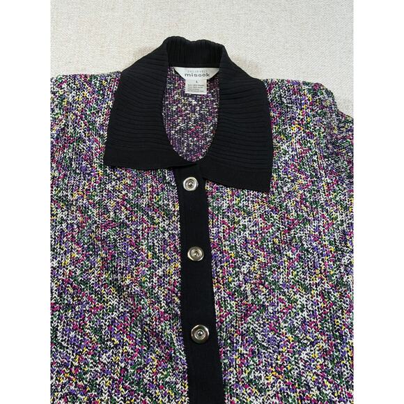 Exclusively Misook Women’s L Multicolor Long Sleeve Button Front Sweater Luxury - Picture 7 of 8